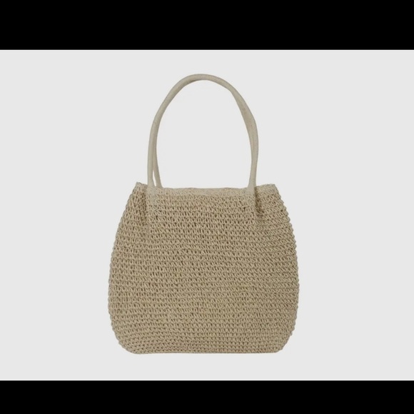 083- Stylish Tan Woven Tote Bag - Picture 4 of 5
